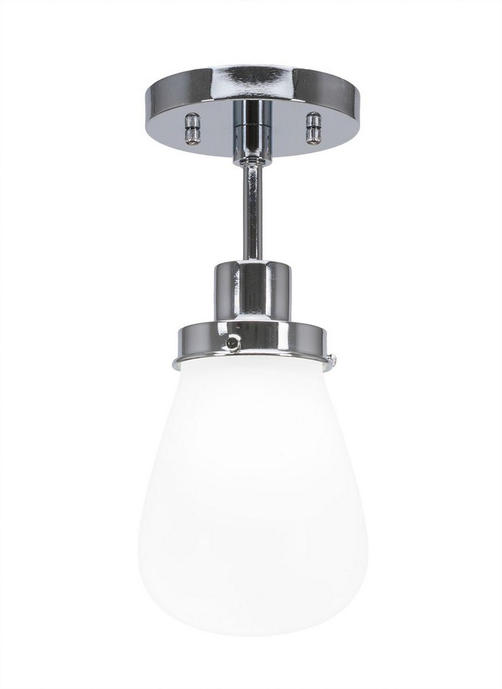 Toltec Lighting-1237-CH-470-Meridian - 1 Light Semi-Flush Mount-12.75 Inches Tall and 5 Inches Wide Chrome White Dark Granite Finish with Clear Bubble Glass