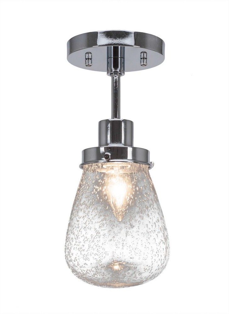 Toltec Lighting-1237-CH-471-Meridian - 1 Light Semi-Flush Mount-12.75 Inches Tall and 5 Inches Wide Chrome Clear Bubble Dark Granite Finish with Clear Bubble Glass