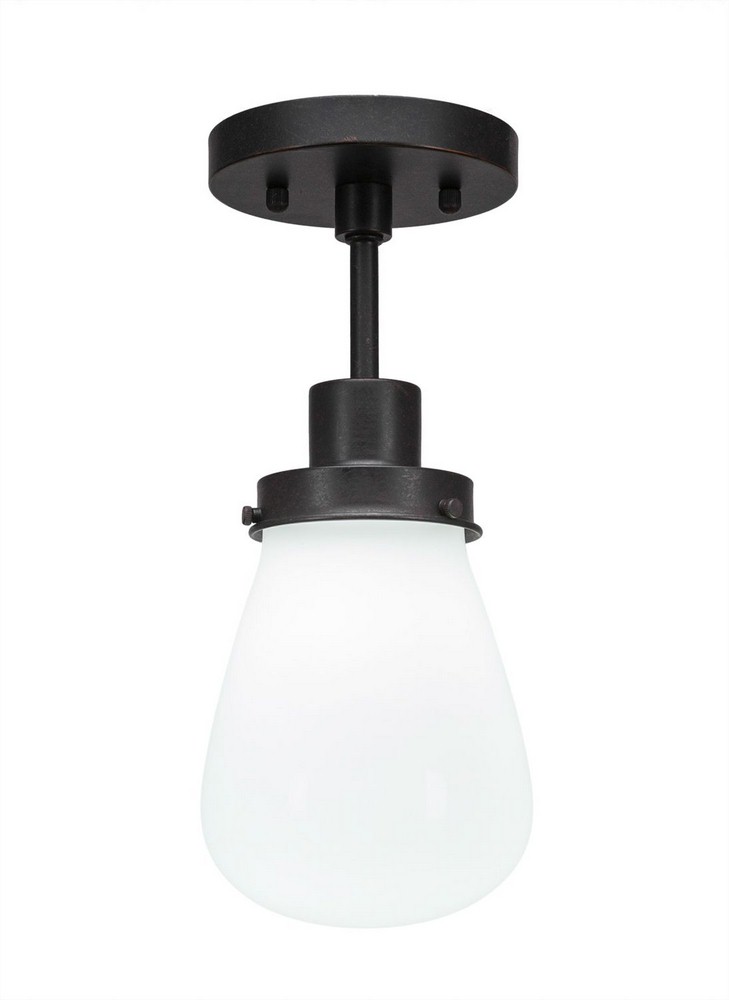 Toltec Lighting-1237-DG-470-Meridian - 1 Light Semi-Flush Mount-12.75 Inches Tall and 5 Inches Wide Dark Granite White Dark Granite Finish with Clear Bubble Glass