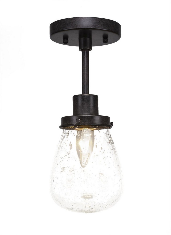 Toltec Lighting-1237-DG-471-Meridian - 1 Light Semi-Flush Mount-12.75 Inches Tall and 5 Inches Wide Dark Granite Clear Bubble Dark Granite Finish with Clear Bubble Glass