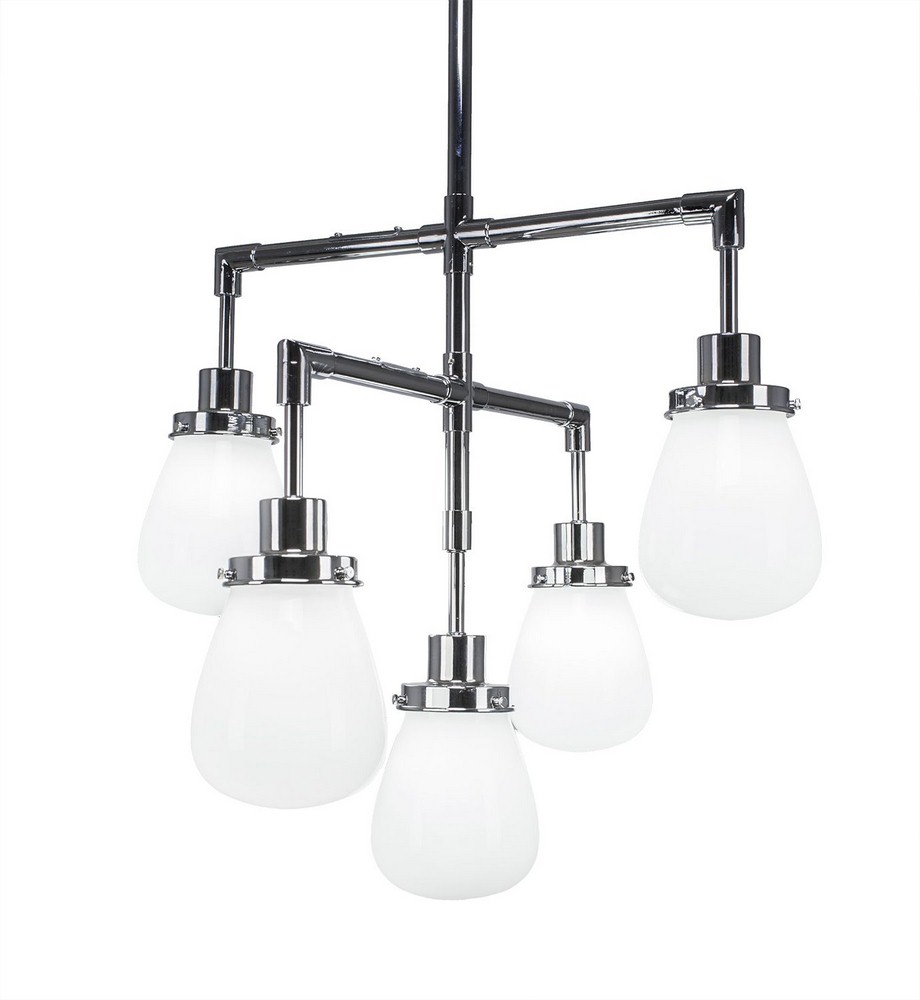 Toltec Lighting-1238-CH-470-Meridian - 5 Light Chandelier-17.75 Inches Tall and 22 Inches Wide Chrome White Dark Granite Finish with White Glass