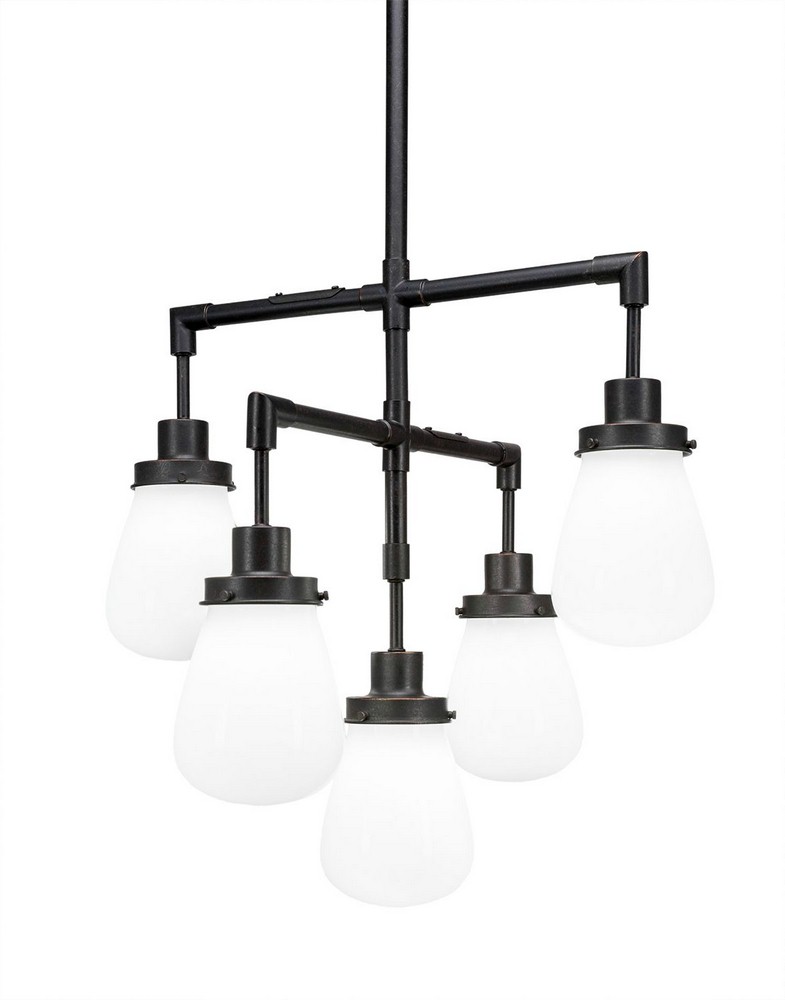 Toltec Lighting-1238-DG-470-Meridian - 5 Light Chandelier-17.75 Inches Tall and 22 Inches Wide Dark Granite White Dark Granite Finish with White Glass