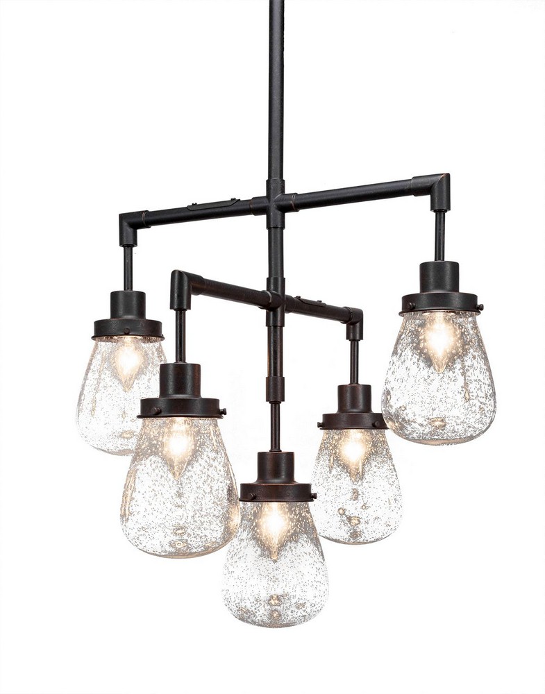 Toltec Lighting-1238-DG-471-Meridian - 7 Light Chandelier-17.75 Inches Tall and 22 Inches Wide   Dark Granite Finish with Clear Bubble Glass