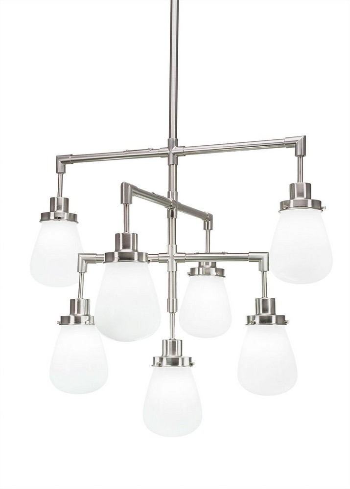 Toltec Lighting-1239-BN-470-Meridian - 7 Light Chandelier-20.25 Inches Tall and 27.25 Inches Wide Brushed Nickel White Dark Granite Finish with Clear Bubble Glass