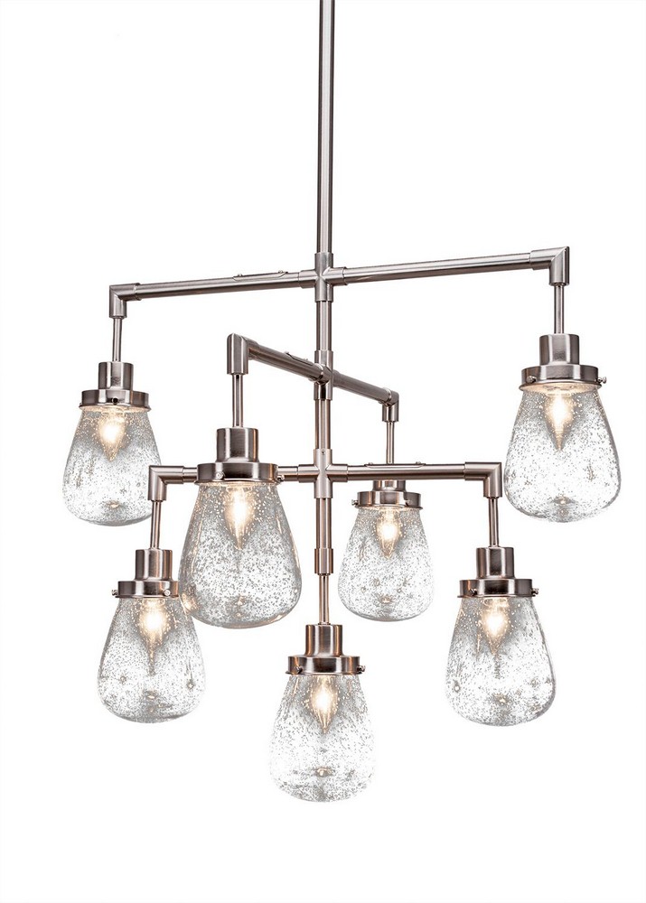 Toltec Lighting-1239-BN-471-Meridian - 7 Light Chandelier-20.25 Inches Tall and 27.25 Inches Wide Brushed Nickel Clear Bubble Dark Granite Finish with Clear Bubble Glass