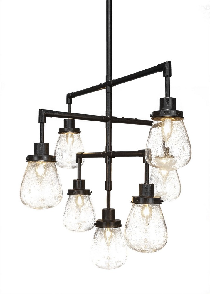 Toltec Lighting-1239-DG-471-Meridian - 7 Light Chandelier-20.25 Inches Tall and 27.25 Inches Wide Dark Granite Clear Bubble Dark Granite Finish with Clear Bubble Glass