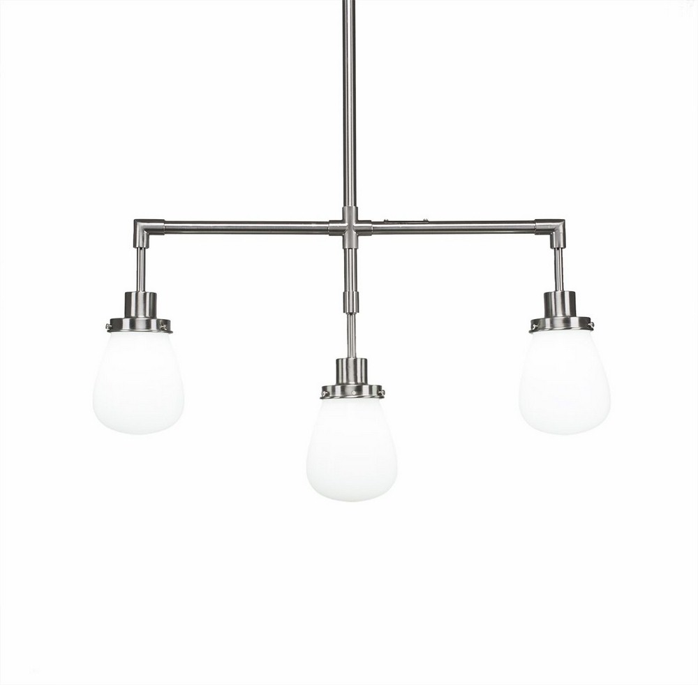 Toltec Lighting-1243-BN-470-Meridian - 3 Light Island-12.5 Inches Tall and 5 Inches Wide Brushed Nickel White Dark Granite Finish with Clear Bubble Glass