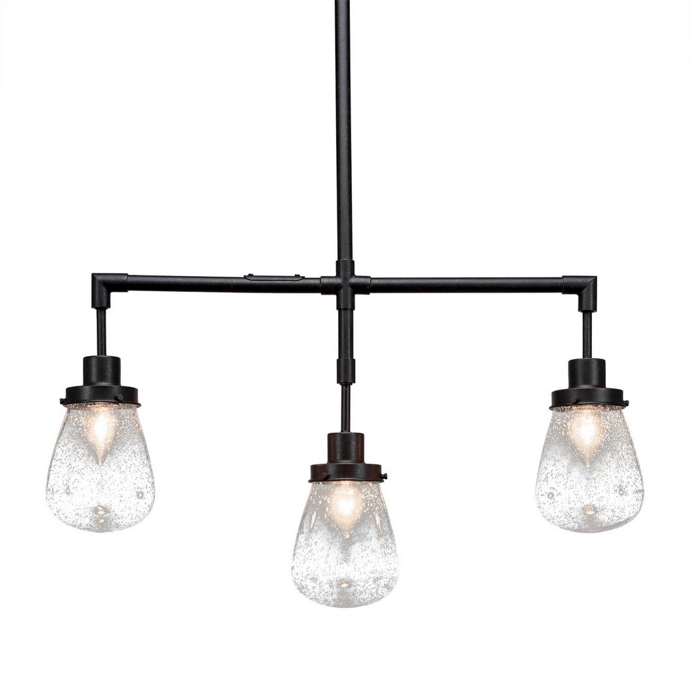 Toltec Lighting-1243-DG-471-Meridian - 3 Light Island-12.5 Inches Tall and 5 Inches Wide Dark Granite Clear Bubble Dark Granite Finish with Clear Bubble Glass