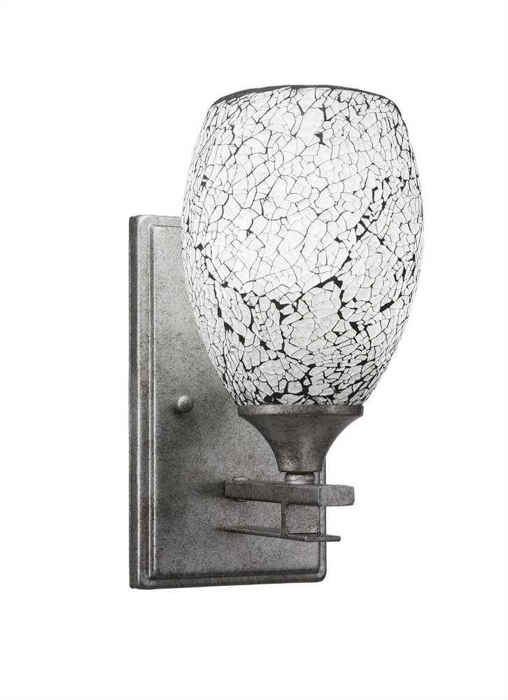 Toltec Lighting-131-AS-4165-Uptowne - 1 Light Wall Sconce-10 Inches Tall and 5 Inches Wide Aged Silver Black Fusion Aged Silver Finish with Natural Fusion Glass