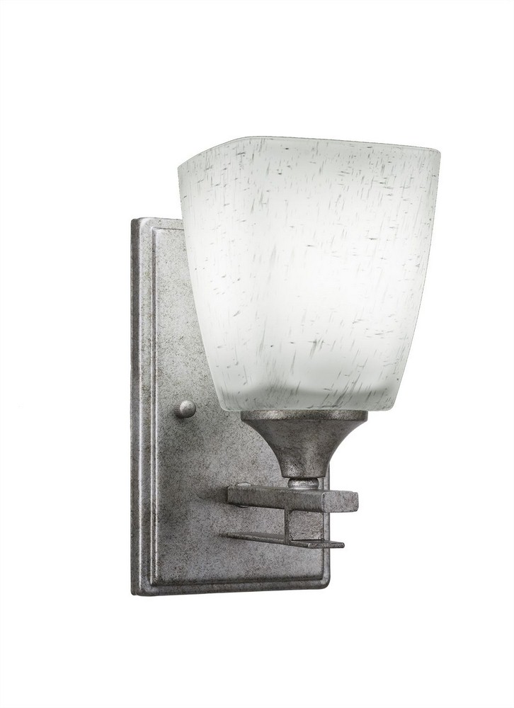 Toltec Lighting-131-AS-460-Uptowne - 1 Light Wall Sconce-8.75 Inches Tall and 4.5 Inches Wide Aged Silver Clear Bubble Aged Silver Finish with White Muslin Glass