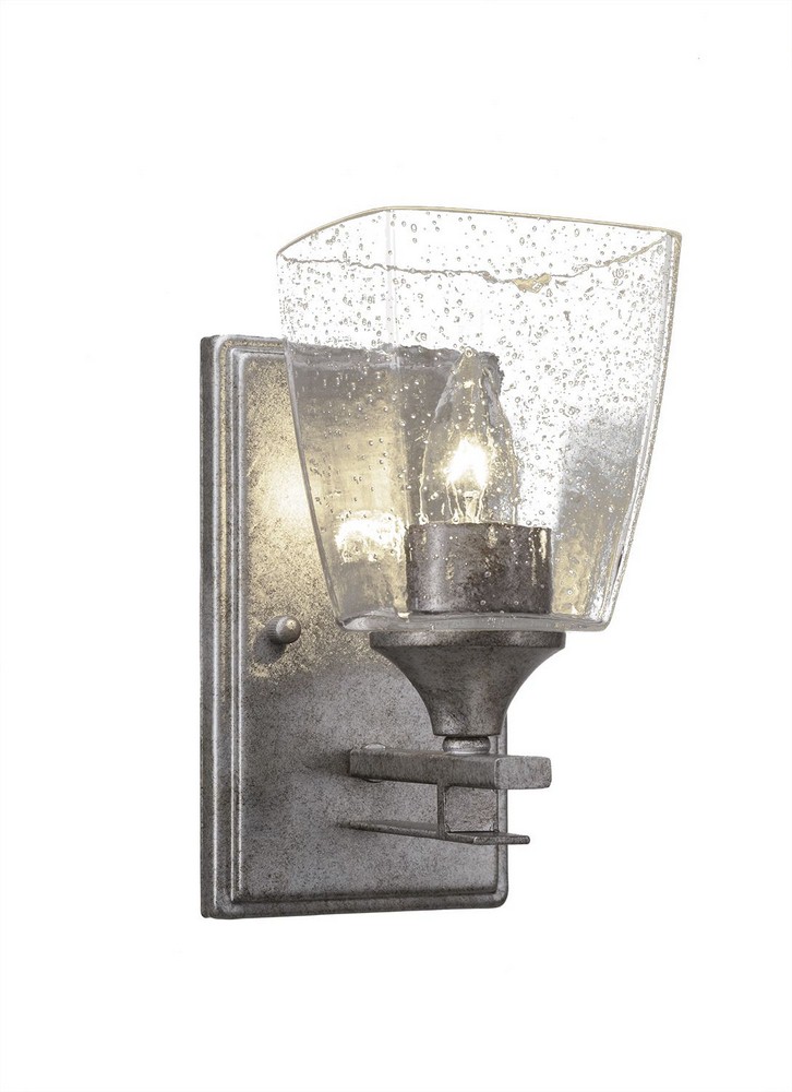 Toltec Lighting-131-AS-461-Uptowne - 1 Light Wall Sconce-8.75 Inches Tall and 4.5 Inches Wide Aged Silver White Muslin Aged Silver Finish with White Muslin Glass