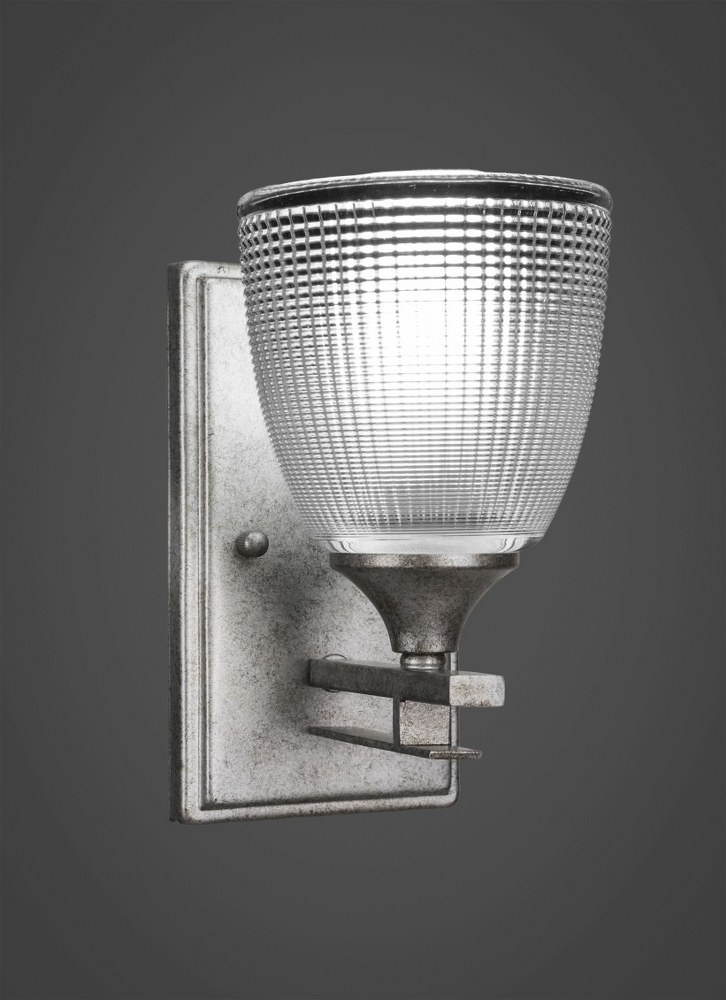 Toltec Lighting-131-AS-500-Uptowne - 1 Light Wall Sconce-8.75 Inches Tall and 5 Inches Wide Aged Silver Clear Ribbed Uptowne - 1 Light Wall Sconce-8.75 Inches Tall and 5 Inches Wide