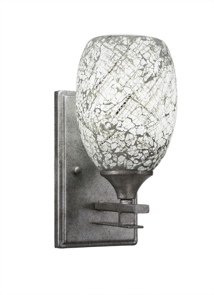 Toltec Lighting-131-AS-5054-Uptowne - 1 Light Wall Sconce-10 Inches Tall and 5 Inches Wide Aged Silver Natural Fusion Aged Silver Finish with Natural Fusion Glass