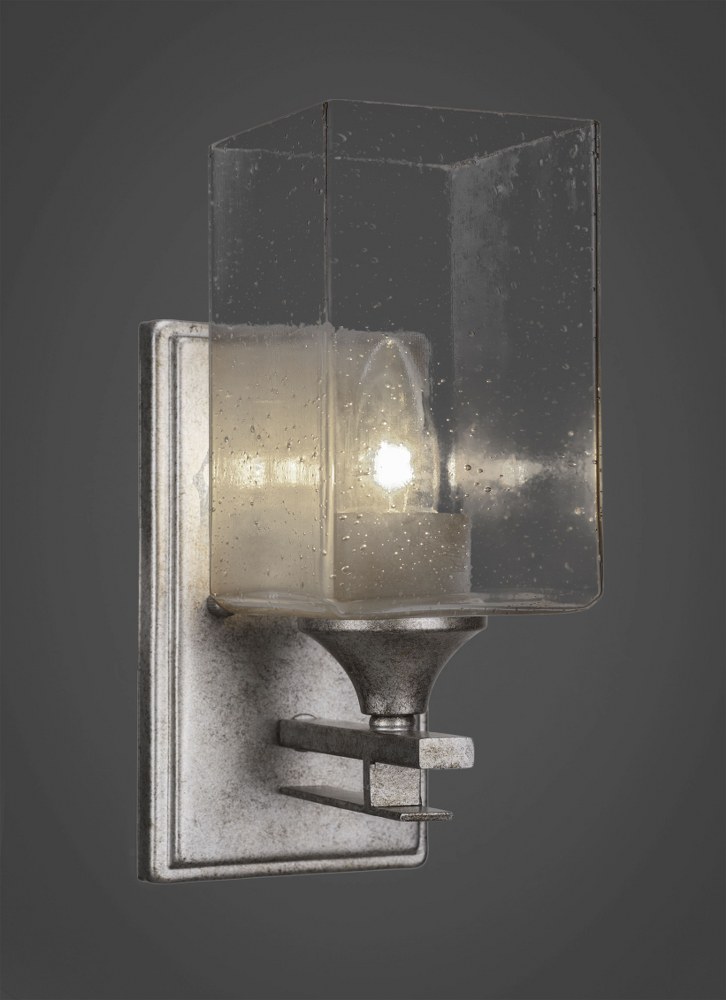 Toltec Lighting-131-AS-530-Uptowne - 1 Light Wall Sconce-10.5 Inches Tall and 4 Inches Wide Aged Silver Clear Bubble Uptowne - 1 Light Wall Sconce-10.5 Inches Tall and 4 Inches Wide