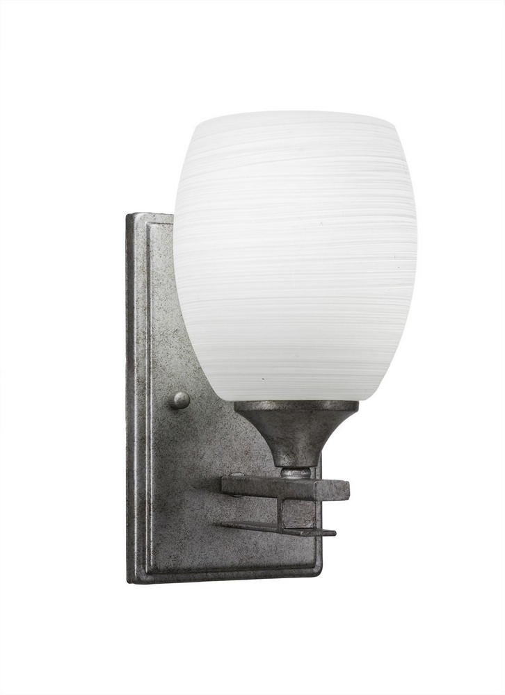 Toltec Lighting-131-AS-615-Uptowne - 1 Light Wall Sconce-9.5 Inches Tall and 5 Inches Wide Aged Silver White Linen Aged Silver Finish with White Linen Glass