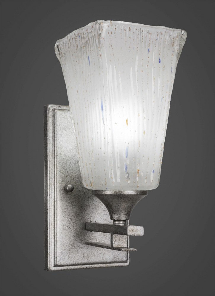 Toltec Lighting-131-AS-631-Uptowne - 1 Light Wall Sconce-11 Inches Tall and 5 Inches Wide Aged Silver Frosted Crystal Uptowne - 1 Light Wall Sconce-11 Inches Tall and 5 Inches Wide