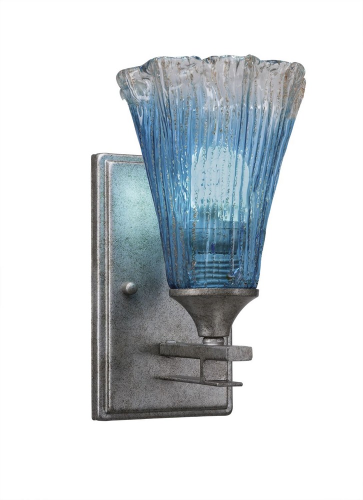 Toltec Lighting-131-AS-725-Uptowne - 1 Light Wall Sconce-10 Inches Tall and 5.5 Inches Wide Aged Silver Teal Crystal Aged Silver Finish with Italian Ice Glass