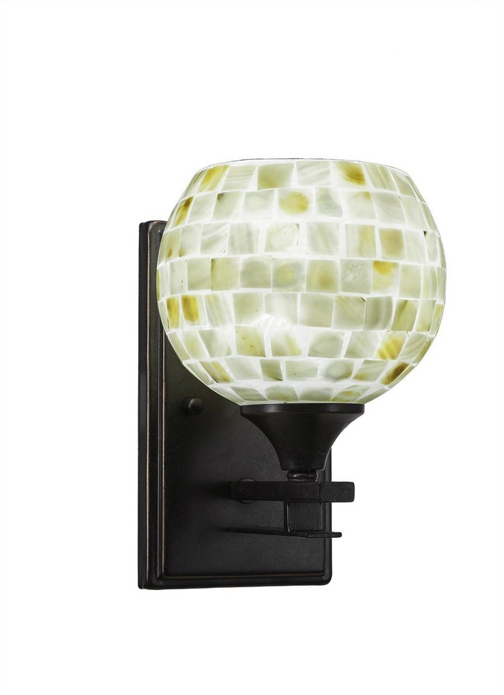 Toltec Lighting-131-DG-405-Uptowne - 1 Light Wall Sconce-8.75 Inches Tall and 5 Inches Wide Dark Granite Mystic Seashell Dark Granite Finish with Mystic Seashell Glass