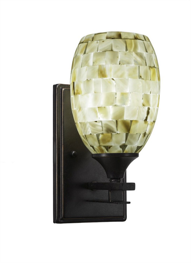 Toltec Lighting-131-DG-406-Uptowne - 1 Light Wall Sconce-10.5 Inches Tall and 6 Inches Wide Dark Granite Ivory Glaze Dark Granite Finish with Sea Haze Glass