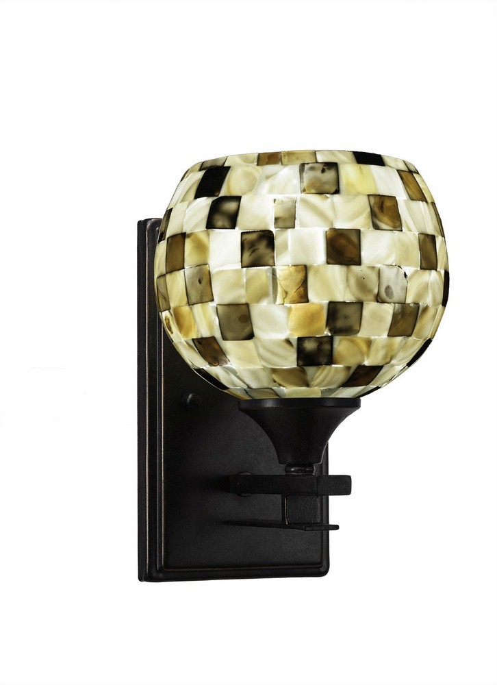 Toltec Lighting-131-DG-407-Uptowne - 1 Light Wall Sconce-8.75 Inches Tall and 5 Inches Wide Dark Granite Sea Mist Seashell Dark Granite Finish with Mystic Seashell Glass