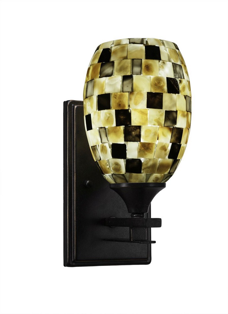 Toltec Lighting-131-DG-408-Uptowne - 1 Light Wall Sconce-10.5 Inches Tall and 6 Inches Wide Dark Granite Sea Haze Seashell Dark Granite Finish with Sea Haze Glass