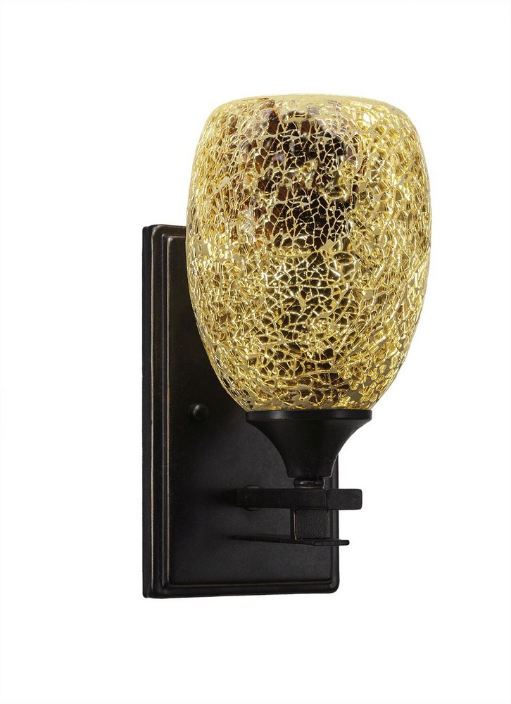 Toltec Lighting-131-DG-4175-Uptowne - 1 Light Wall Sconce-10 Inches Tall and 5 Inches Wide Dark Granite Gold Fusion Aged Silver Finish with Natural Fusion Glass