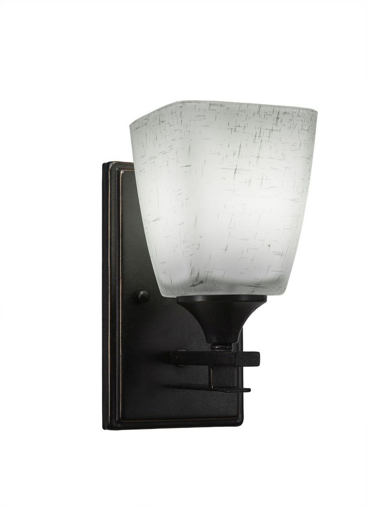 Toltec Lighting-131-DG-460-Uptowne - 1 Light Wall Sconce-8.75 Inches Tall and 4.5 Inches Wide Dark Granite Clear Bubble Aged Silver Finish with White Muslin Glass