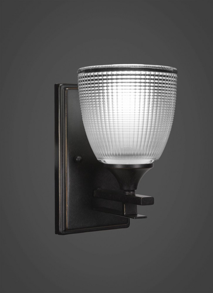 Toltec Lighting-131-DG-500-Uptowne - 1 Light Wall Sconce-8.75 Inches Tall and 5 Inches Wide Dark Granite Clear Ribbed Uptowne - 1 Light Wall Sconce-8.75 Inches Tall and 5 Inches Wide