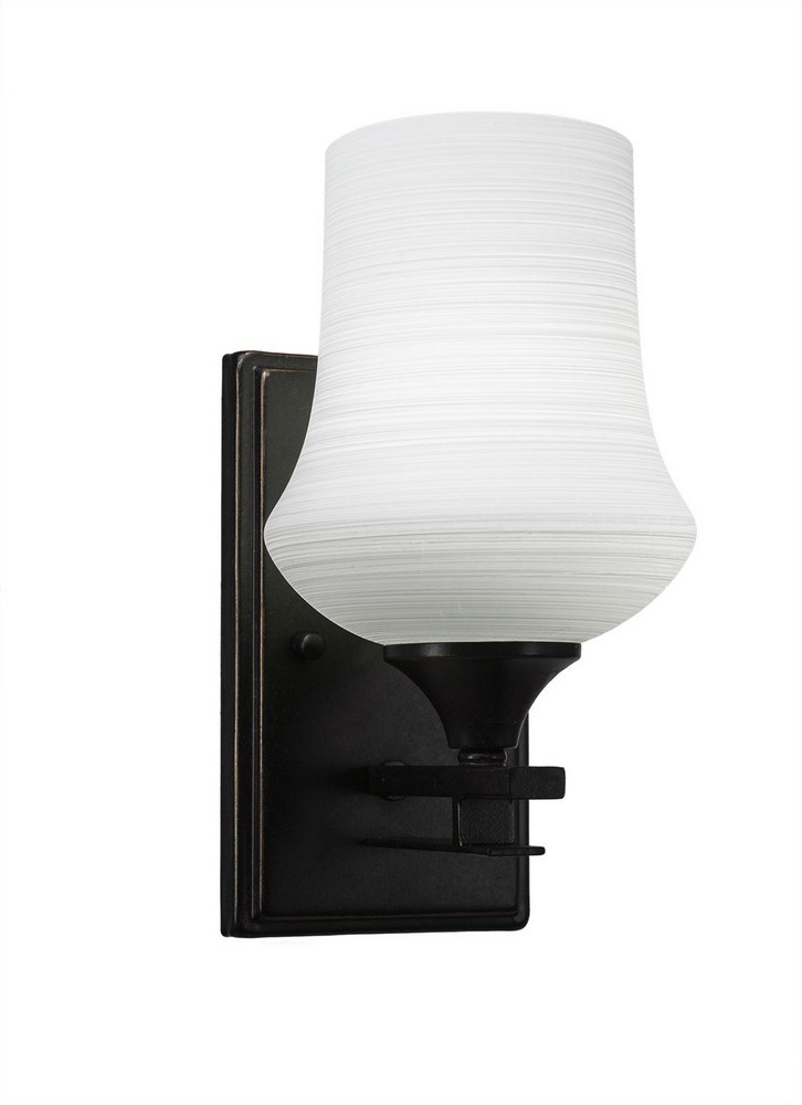 Toltec Lighting-131-DG-681-Uptowne - 1 Light Wall Sconce-10.25 Inches Tall and 5.5 Inches Wide Dark Granite Zilo White Linen Aged Silver Finish with Cayenne Linen Glass