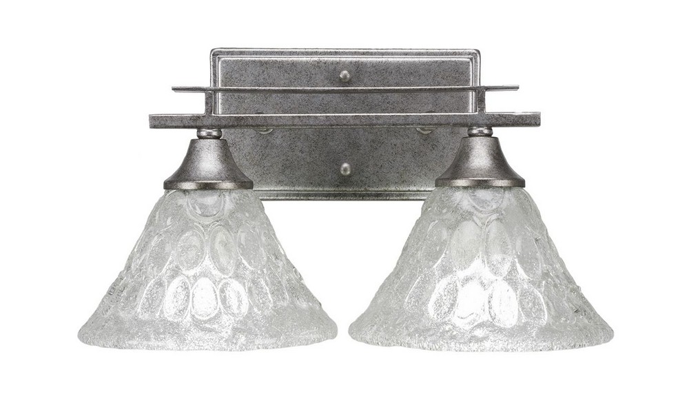 Toltec Lighting-132-AS-451-Uptowne - 2 Light Bath Bar-8 Inches Tall and 14.75 Inches Wide   Aged Silver Finish with Italian Bubble Glass