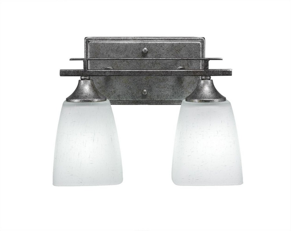 Toltec Lighting-132-AS-460-Uptowne - 2 Light Bath Bar-9 Inches Tall and Inches Wide Aged Silver White Muslin Aged Silver Finish with Clear Bubble Glass