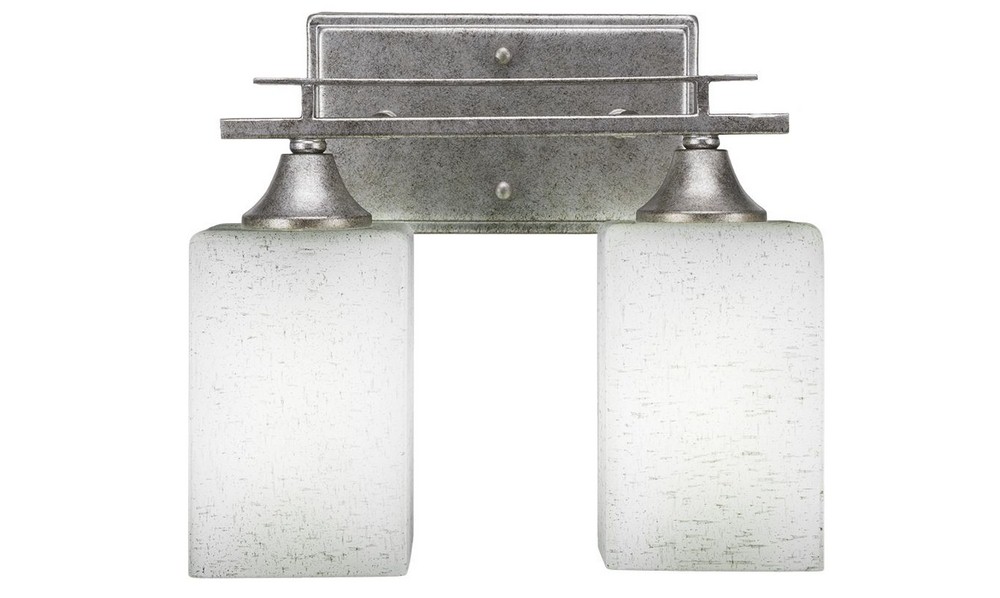 Toltec Lighting-132-AS-531-Uptowne - 2 Light Bath Bar-10.25 Inches Tall and 11.5 Inches Wide Aged Silver Clear Bubble Aged Silver Finish with White Muslin Glass