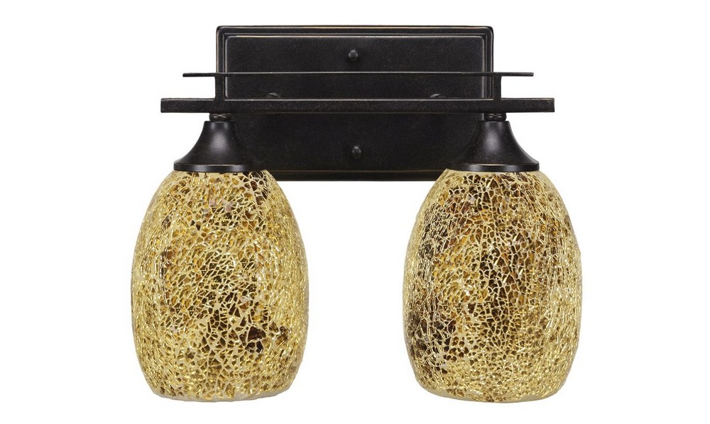 Toltec Lighting-132-DG-4175-Uptowne - 2 Light Bath Bar-10 Inches Tall and Inches Wide Dark Granite Gold Fusion Dark Granite Finish with Gold Fusion Glass