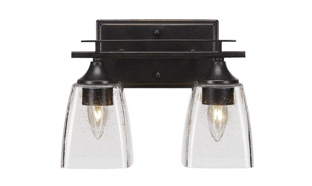 Toltec Lighting-132-DG-461-Uptowne - 2 Light Bath Bar-8.75 Inches Tall and Inches Wide Dark Granite Clear Bubble Dark Granite Finish with White Muslin Glass