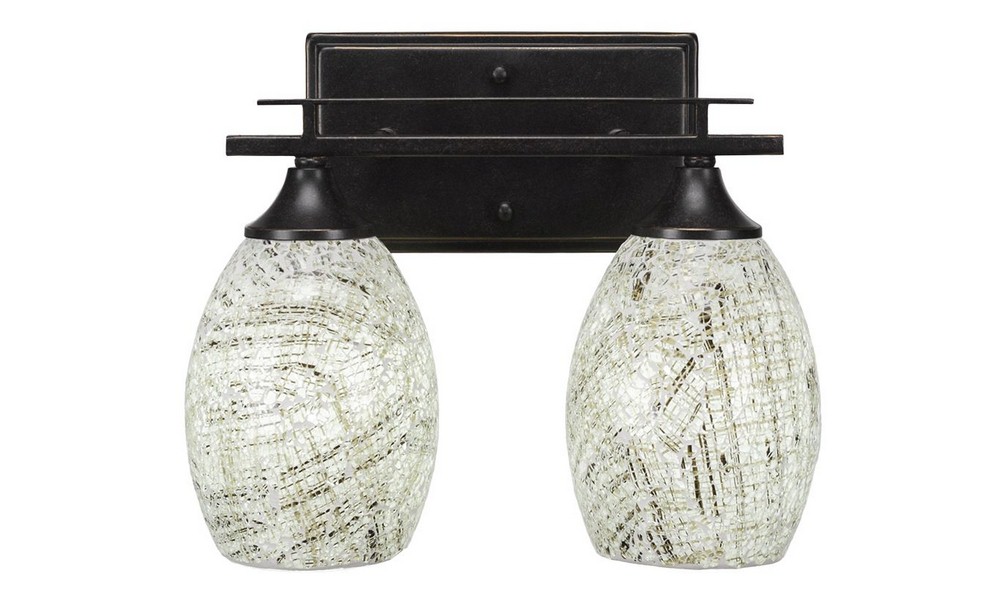 Toltec Lighting-132-DG-5054-Uptowne - 2 Light Bath Bar-10 Inches Tall and Inches Wide Dark Granite Natural Fusion Dark Granite Finish with Gold Fusion Glass