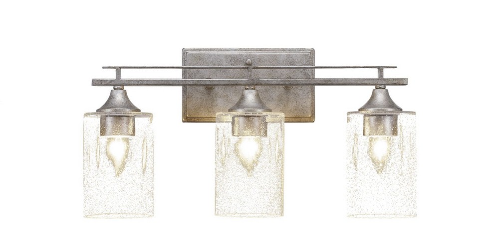 Toltec Lighting-133-AS-300-Uptowne - 3 Light Bath Bar-9.75 Inches Tall and Inches Wide Aged Silver Clear Bubble Aged Silver Finish with White Muslin Glass