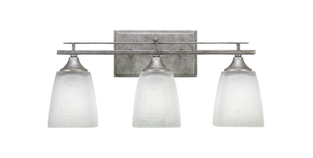 Toltec Lighting-133-AS-460-Uptowne - 3 Light Bath Bar-9 Inches Tall and Inches Wide Aged Silver White Muslin Aged Silver Finish with Clear Bubble Glass