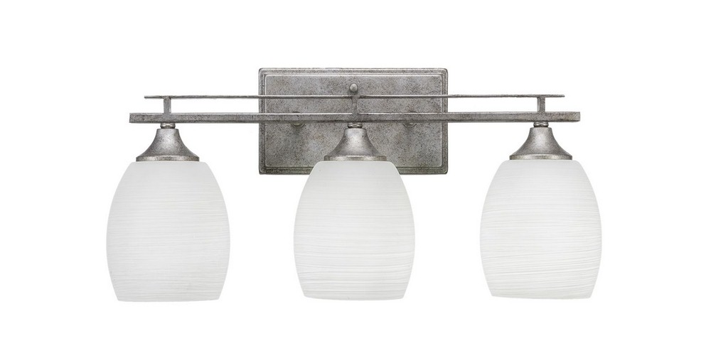 Toltec Lighting-133-AS-615-Uptowne - 3 Light Bath Bar-9.5 Inches Tall and Inches Wide   Aged Silver Finish with White Linen Glass