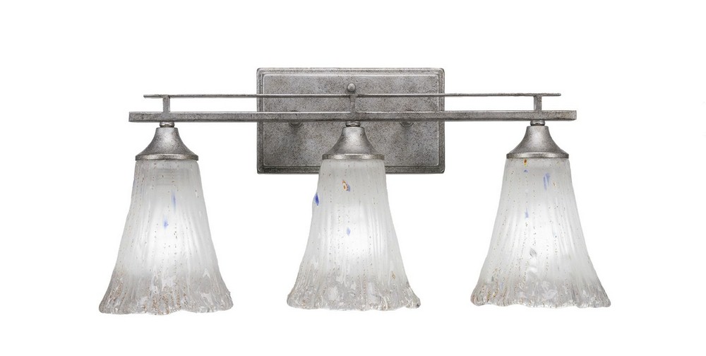 Toltec Lighting-133-AS-721-Uptowne - 3 Light Bath Bar-9.75 Inches Tall and Inches Wide Aged Silver Frosted Crystal Aged Silver Finish with Italian Ice Glass