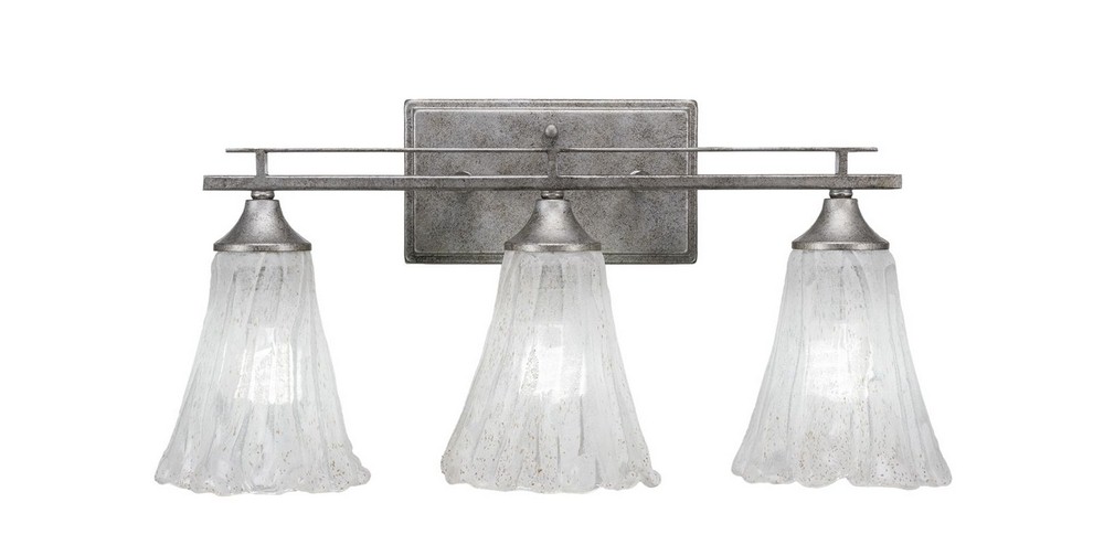 Toltec Lighting-133-AS-729-Uptowne - 3 Light Bath Bar-9.75 Inches Tall and Inches Wide Aged Silver Italian Ice Aged Silver Finish with Italian Ice Glass