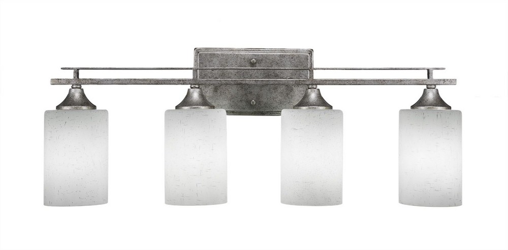 Toltec Lighting-134-AS-310-Uptowne - 4 Light Bath Bar-9.75 Inches Tall and Inches Wide Aged Silver White Muslin Dark Granite Finish with White Muslin Glass