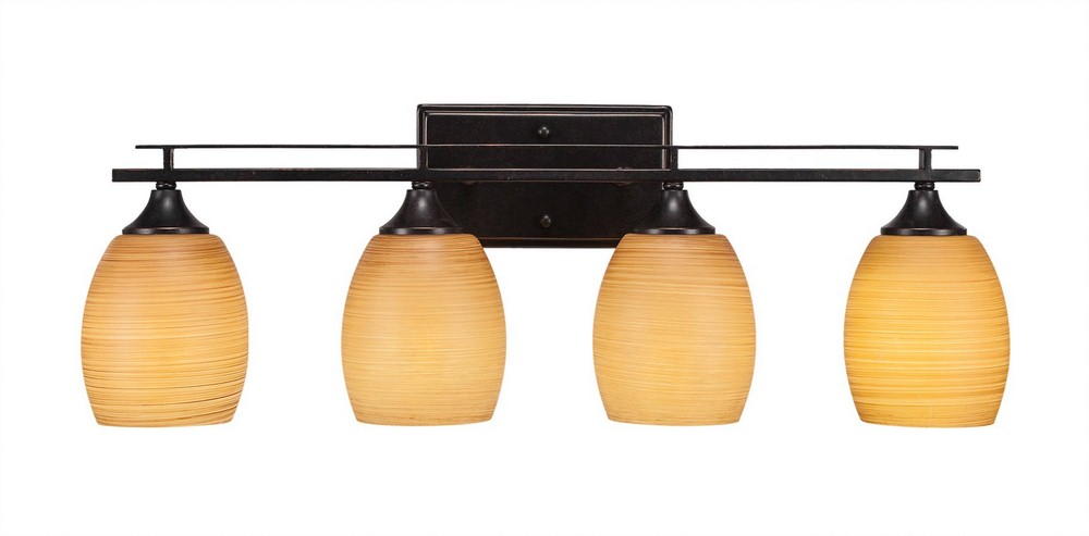 Toltec Lighting-134-DG-625-Uptowne - 4 Light Bath Bar-9.5 Inches Tall and Inches Wide Dark Granite Cayenne Linen Dark Granite Finish with Cayenne Linen Glass