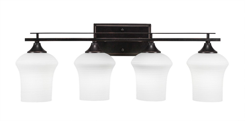 Toltec Lighting-134-DG-681-Uptowne - 4 Light Bath Bar-10.25 Inches Tall and Inches Wide Dark Granite Zilo White Linen Dark Granite Finish with Zilo White Linen Glass