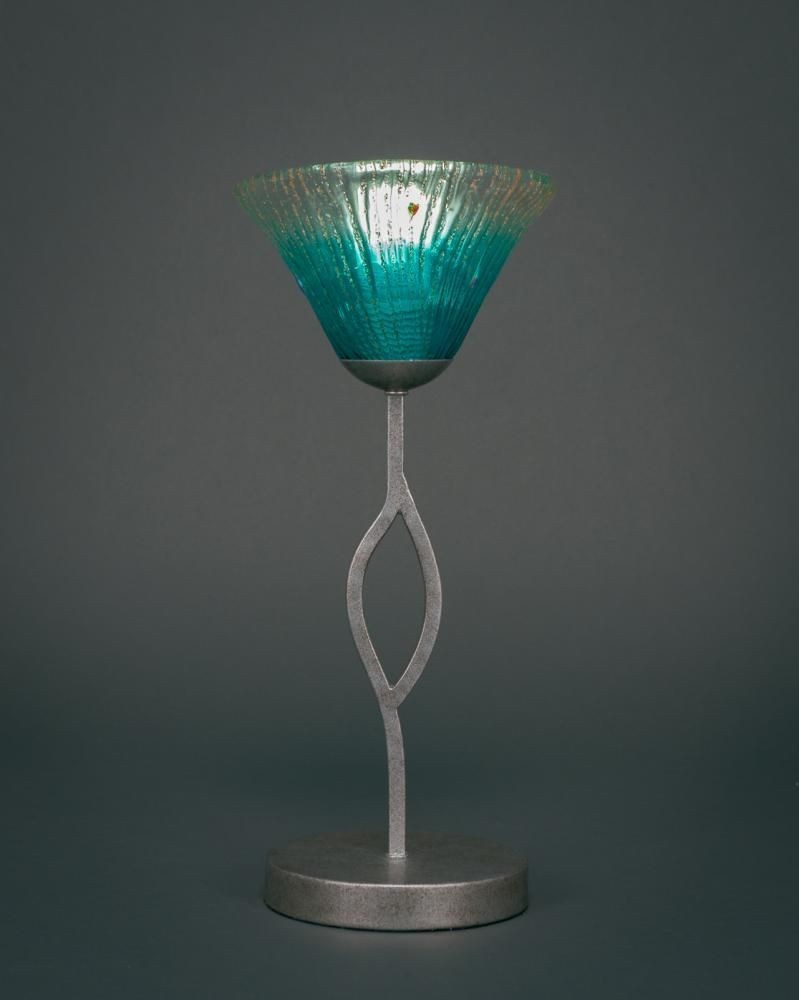 Toltec Lighting-140-AS-458-Revo - 1 Light Mini Table Lamp-16.5 Inches Tall and 7 Inches Wide Aged Silver Teal Crystal Revo - 1 Light Mini Table Lamp-16.5 Inches Tall and 7 Inches Wide