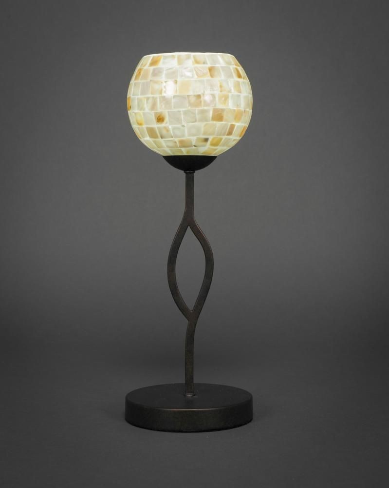 Toltec Lighting-140-DG-405-Revo - 1 Light Mini Table Lamp-17 Inches Tall and 6 Inches Wide Dark Granite Mystic Seashell Revo - 1 Light Mini Table Lamp-17 Inches Tall and 6 Inches Wide