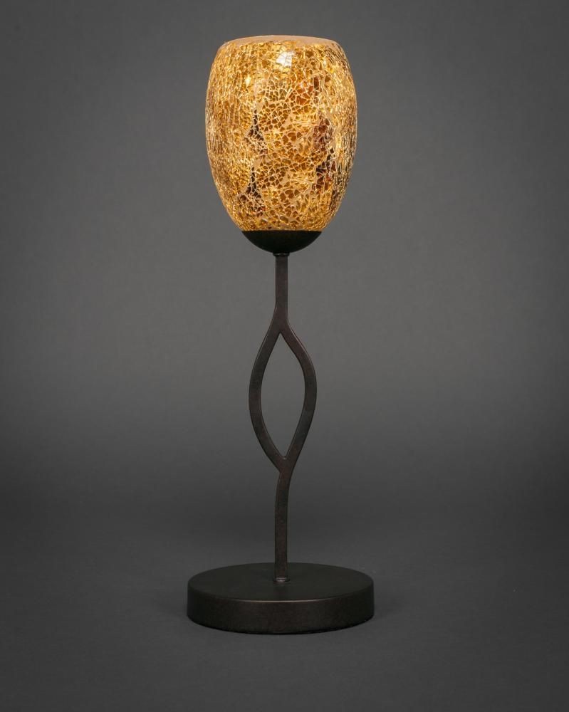 Toltec Lighting-140-DG-4175-Revo - 1 Light Mini Table Lamp-18.5 Inches Tall and 5 Inches Wide Dark Granite Gold Fusion Dark Granite Finish with Cayenne Linen Glass