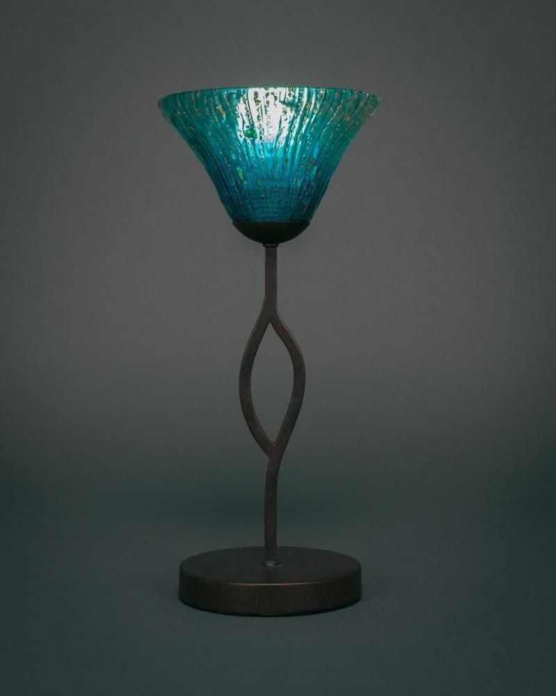 Toltec Lighting-140-DG-458-Revo - 1 Light Mini Table Lamp-16.5 Inches Tall and 7 Inches Wide Dark Granite Teal Crystal Revo - 1 Light Mini Table Lamp-16.5 Inches Tall and 7 Inches Wide