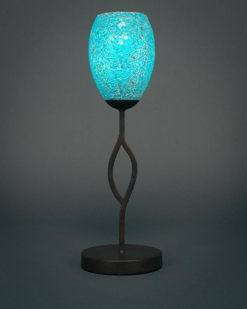 Toltec Lighting-140-DG-5055-Revo - 1 Light Mini Table Lamp-18.5 Inches Tall and 5 Inches Wide Dark Granite Turquoise Fusion Dark Granite Finish with Cayenne Linen Glass