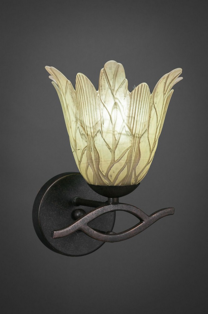 Toltec Lighting-141-DG-1025-Revo - 1 Light Wall Sconce-8.25 Inches Tall and 7 Inches Wide Dark Granite Vanilla Leaf Revo - 1 Light Wall Sconce-8.25 Inches Tall and 7 Inches Wide