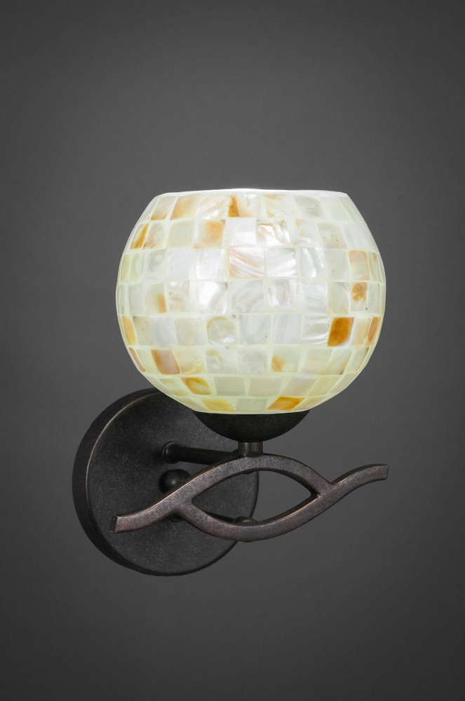 Toltec Lighting-141-DG-405-Revo - 1 Light Wall Sconce-9.25 Inches Tall and 6.75 Inches Wide Dark Granite Mystic Seashell Revo - 1 Light Wall Sconce-9.25 Inches Tall and 6.75 Inches Wide